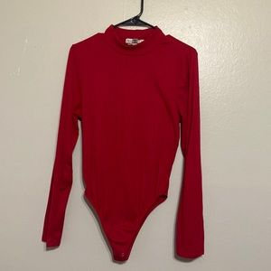 Eye Candy Body Suit red size XL long sleeve close neck
